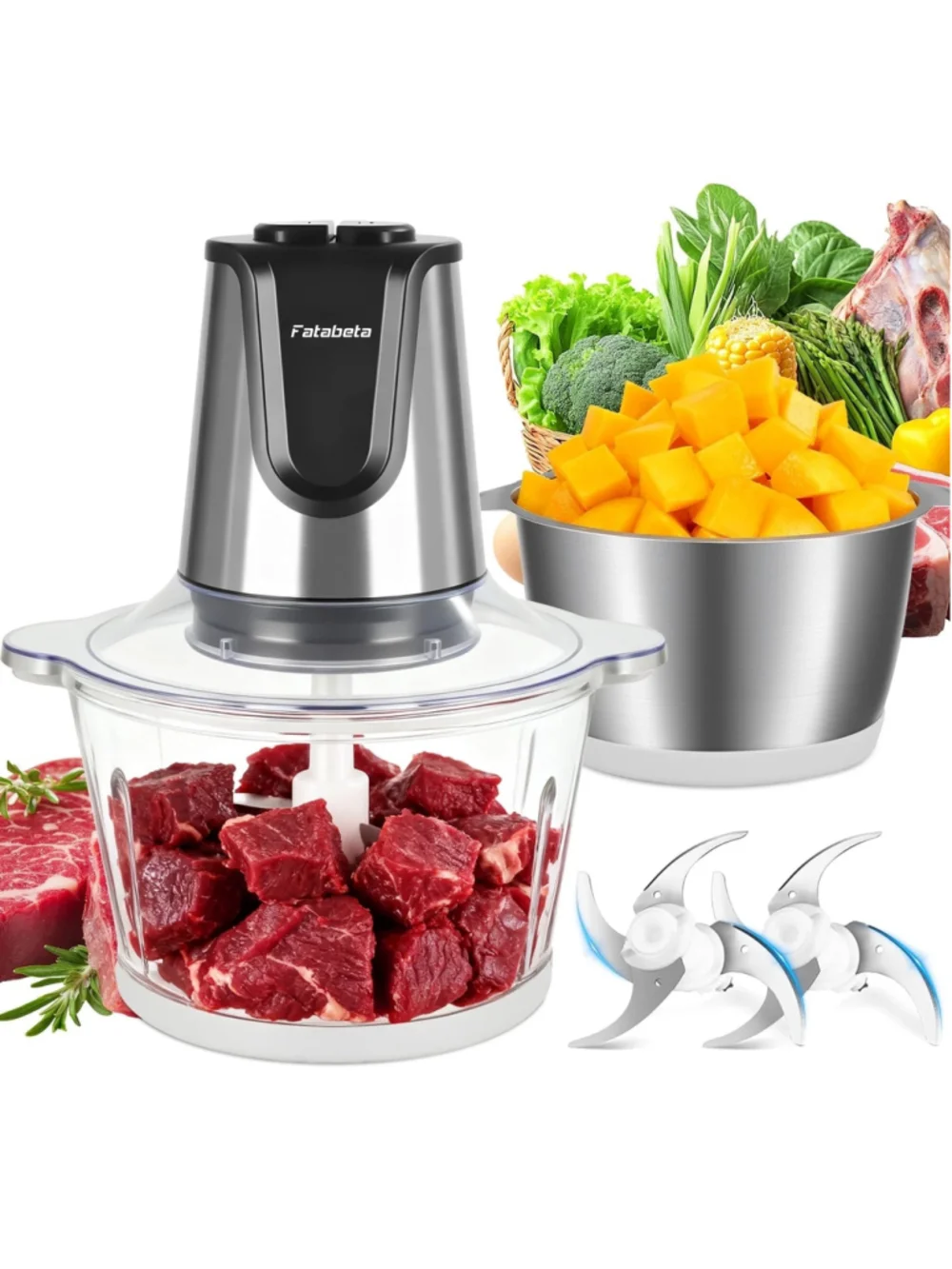 Fatabeta Meat Grinder Kitchen Tool One Size Silver and Black NIB